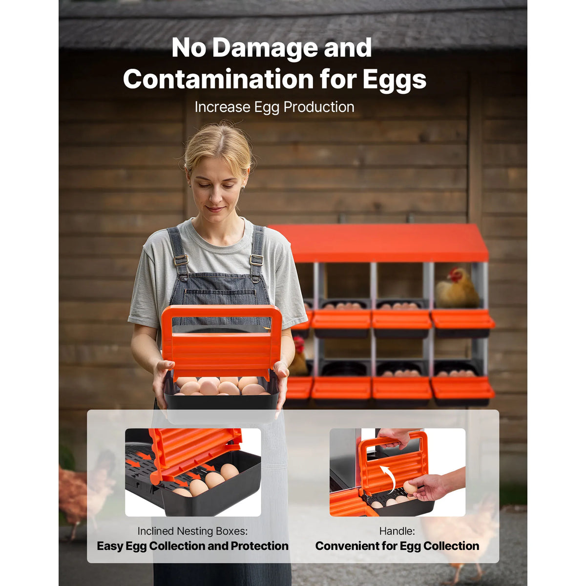 SucceBuy Metal Roll Out Chicken Nesting Box With Lid