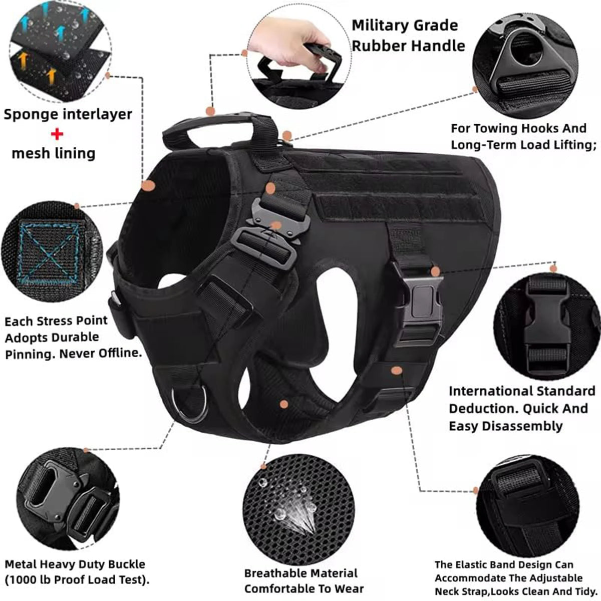 Petavel Quick Release Tactical Dog Harness