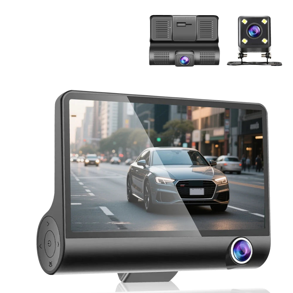 Caicyto 1080P 3Lens Dashcam With Rear Camera