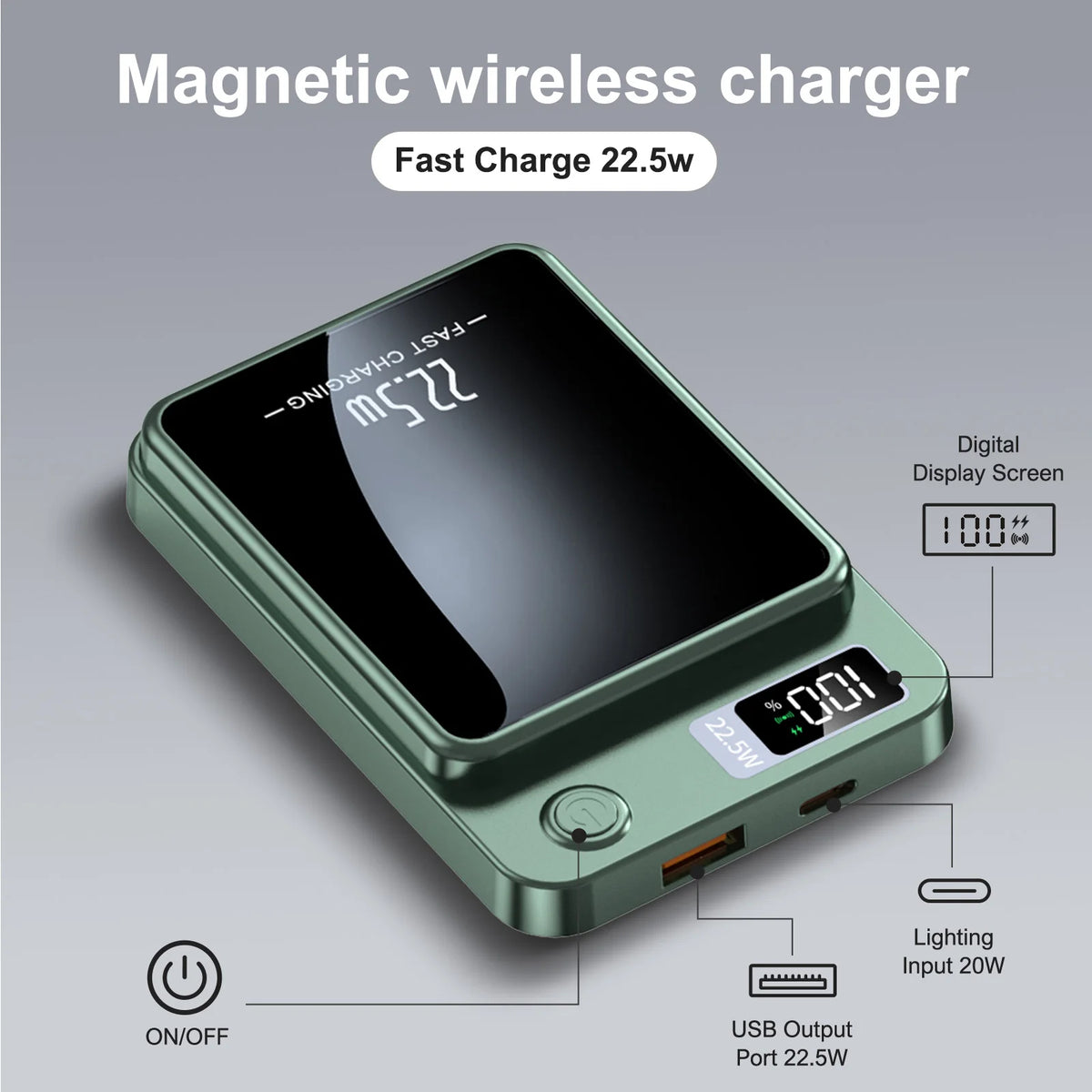 Wireless Magnetic Power Bank With Digital Display