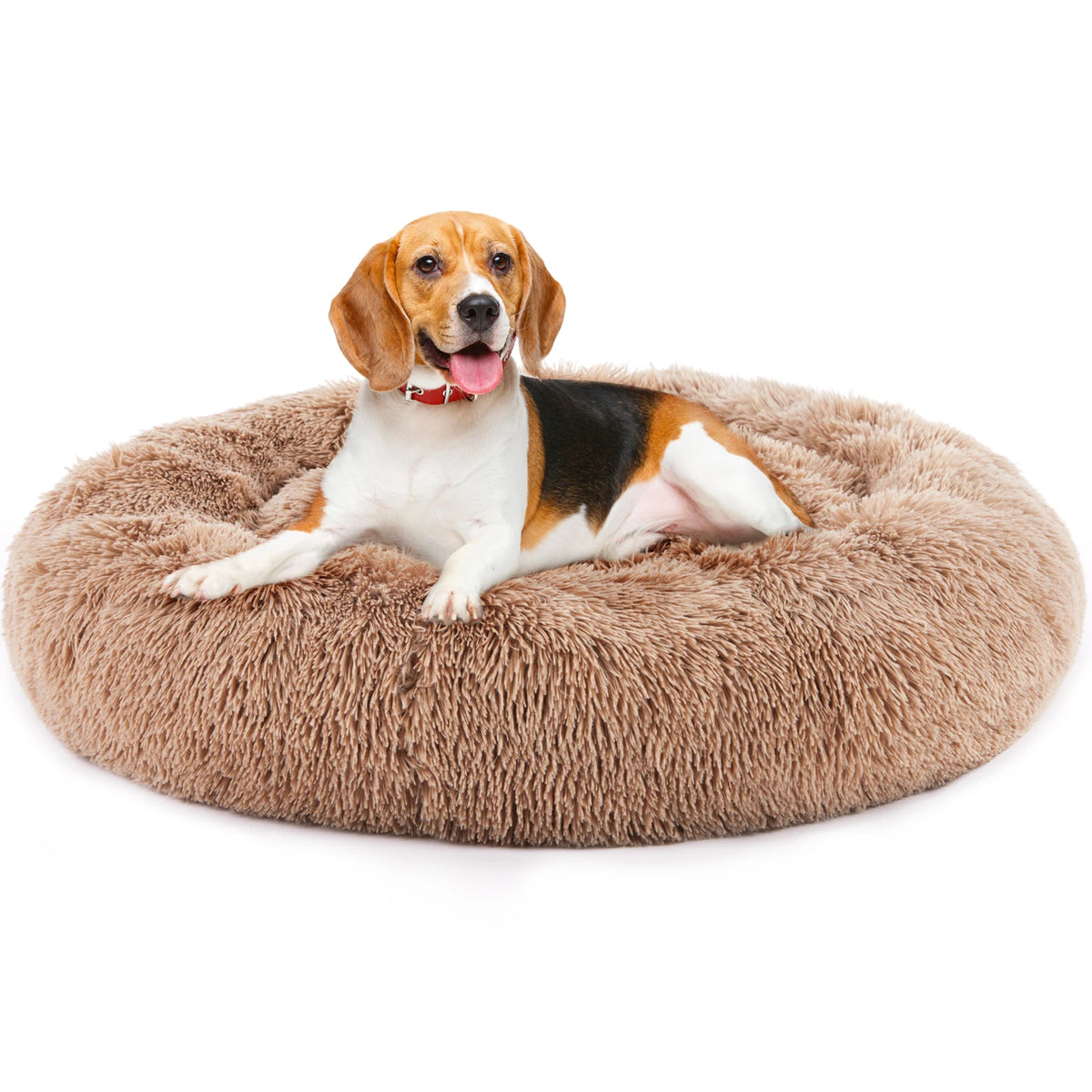JHK Calming Round Plush Faux Fur Dog Bed