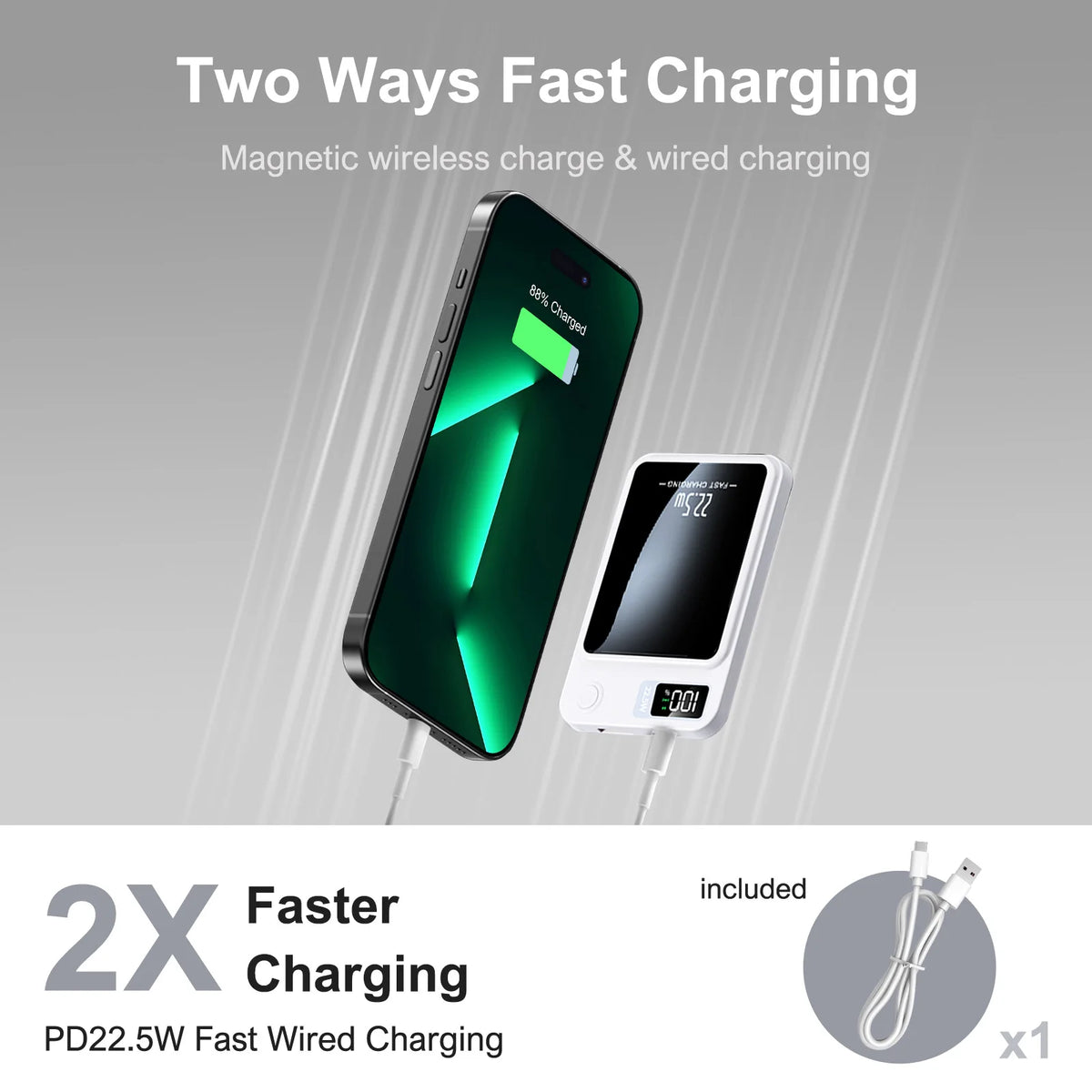 Wireless Magnetic Power Bank With Digital Display