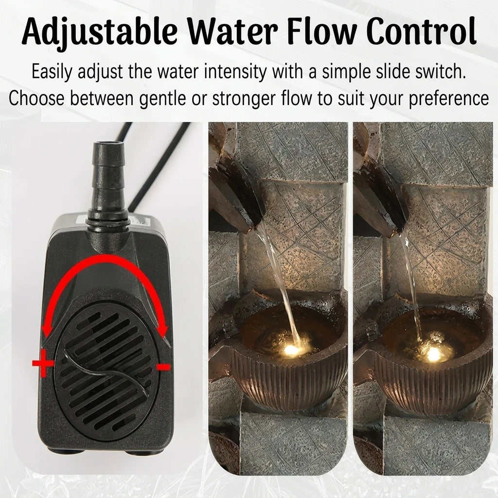 Four Tier Cascading Water Fountain With LED Lights
