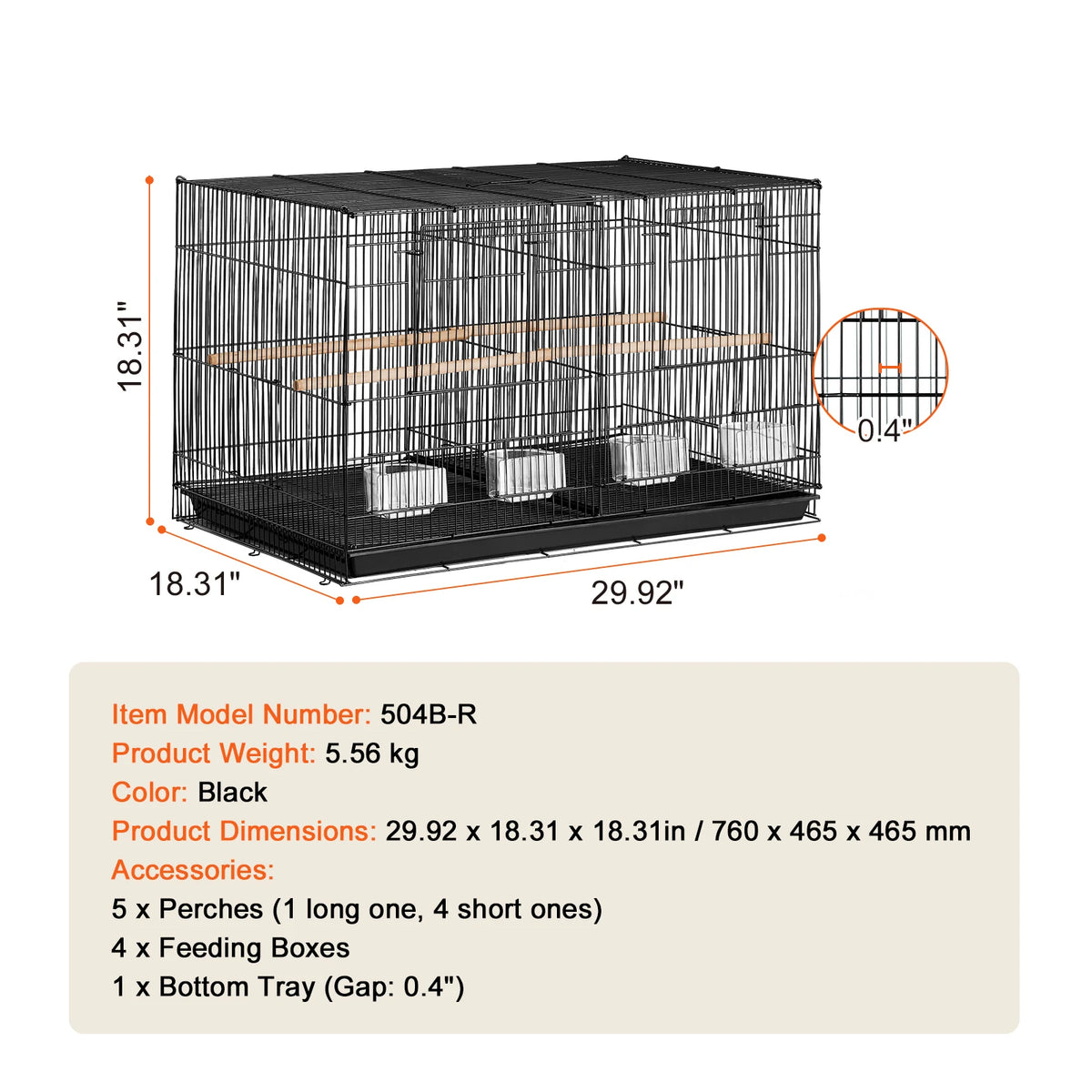 SucceBuy Stackable Divided Bird Cage With Perches
