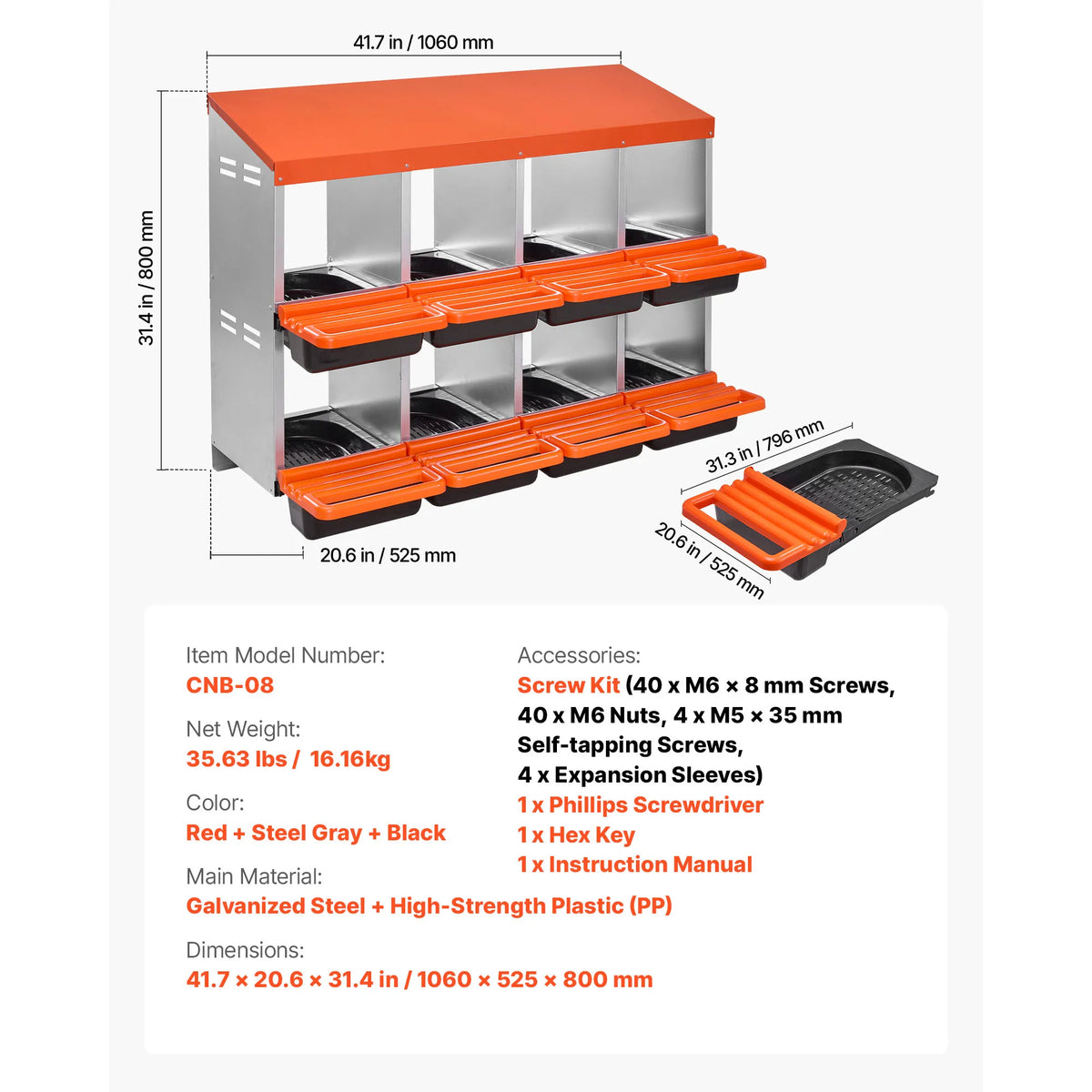 SucceBuy Metal Roll Out Chicken Nesting Box With Lid