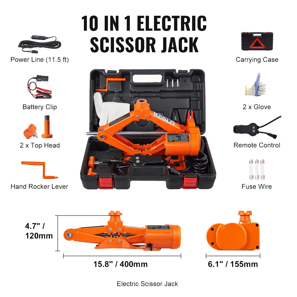 SucceBuy 5 Ton Electric Hydraulic Car Jack Portable 12V