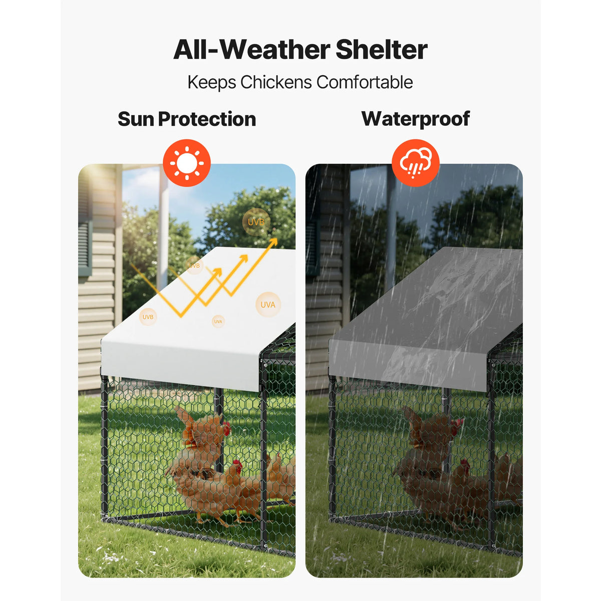 SucceBuy Metal Chicken Coop Spire Roof Waterproof Cover