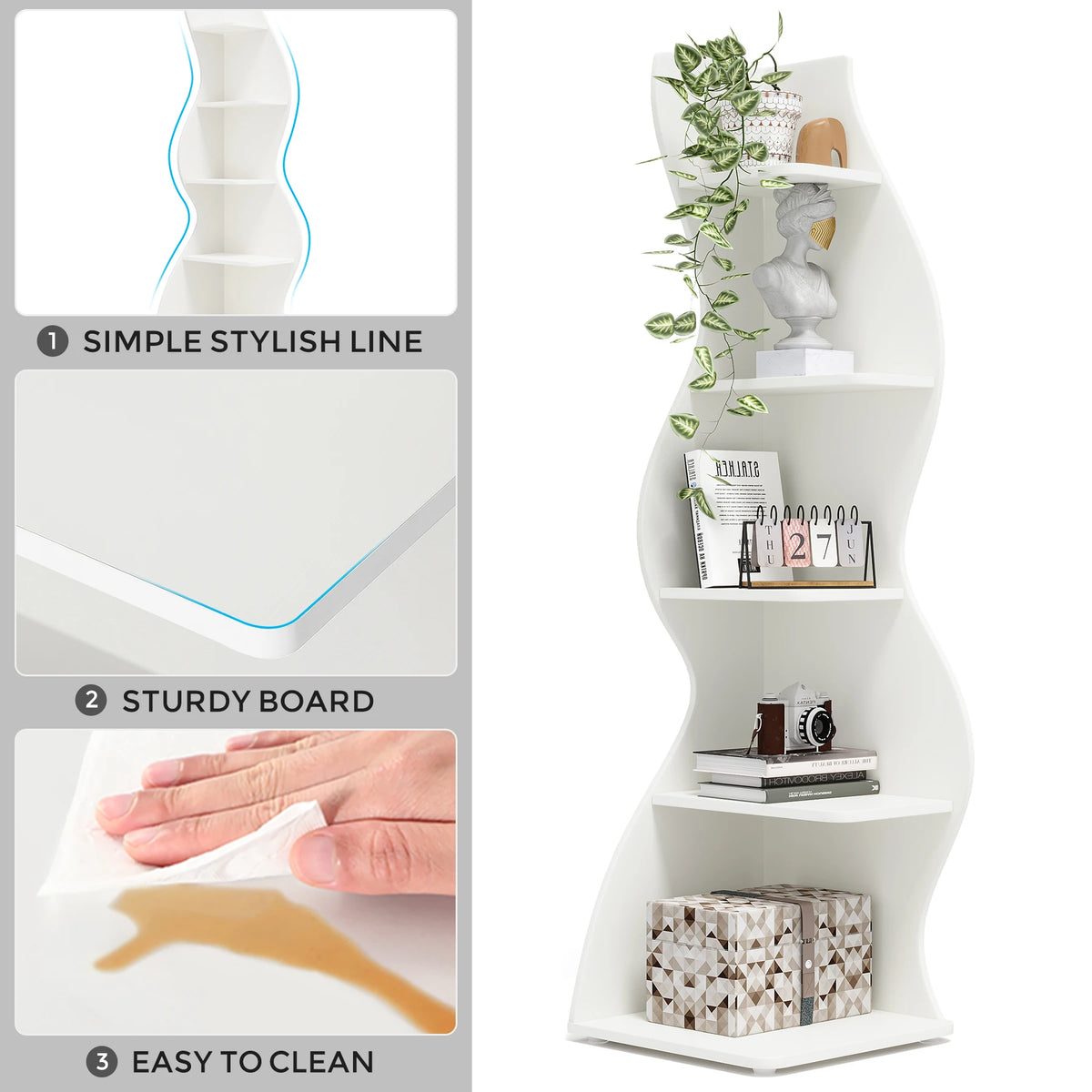 Tribesigns Modern Corner Shelf Bookshelf Storage Rack