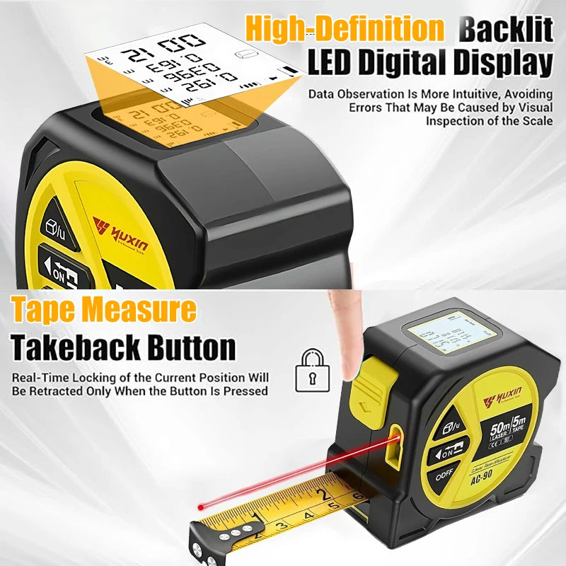 Digital Laser Display Steel Hybrid Tape Measure