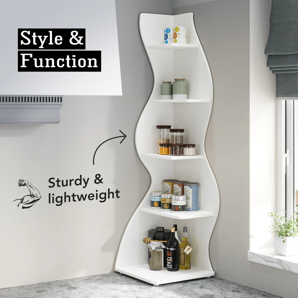 Tribesigns Modern Corner Shelf Bookshelf Storage Rack
