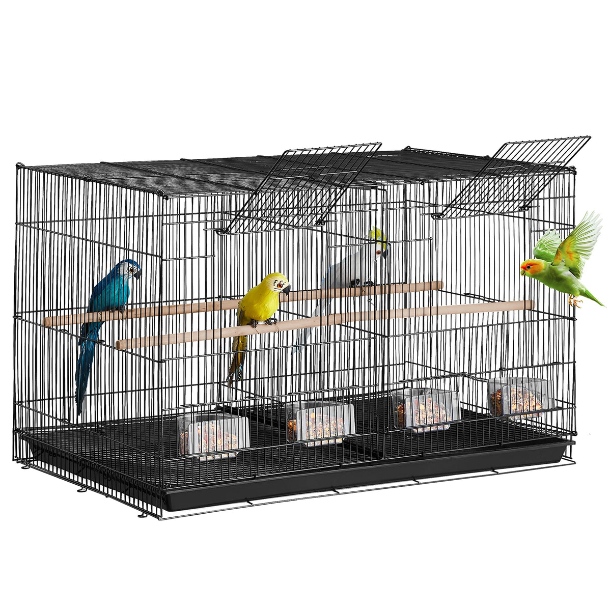 SucceBuy Stackable Divided Bird Cage With Perches