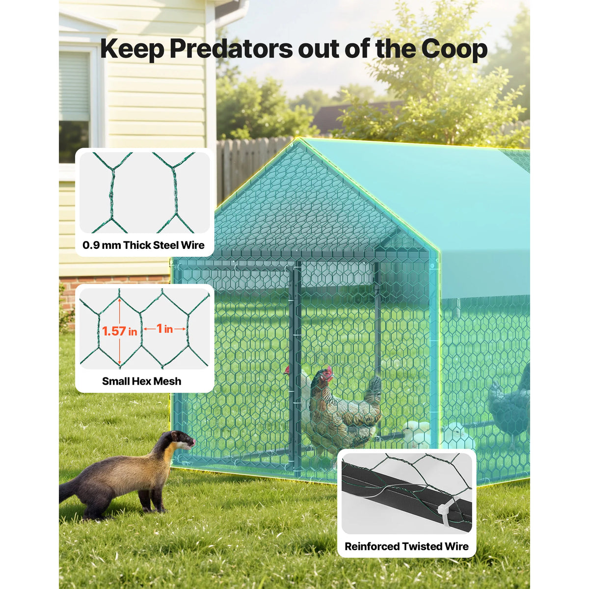 SucceBuy Metal Chicken Coop Spire Roof Waterproof Cover