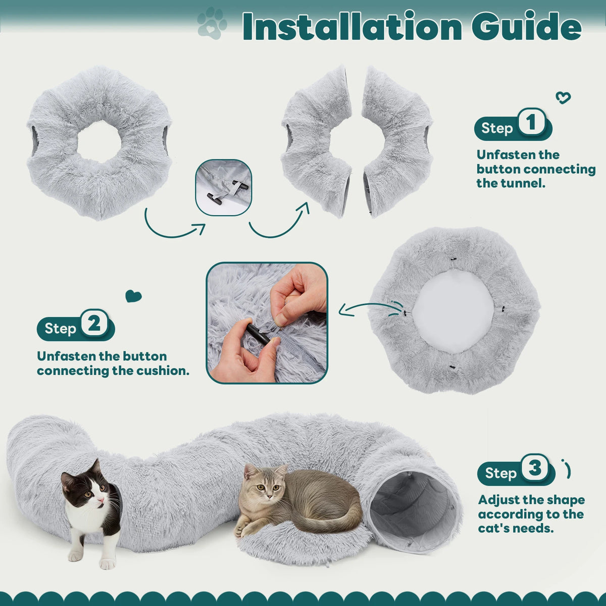 JHK Doughnut Cat Tunnel Bed for Indoor Pets