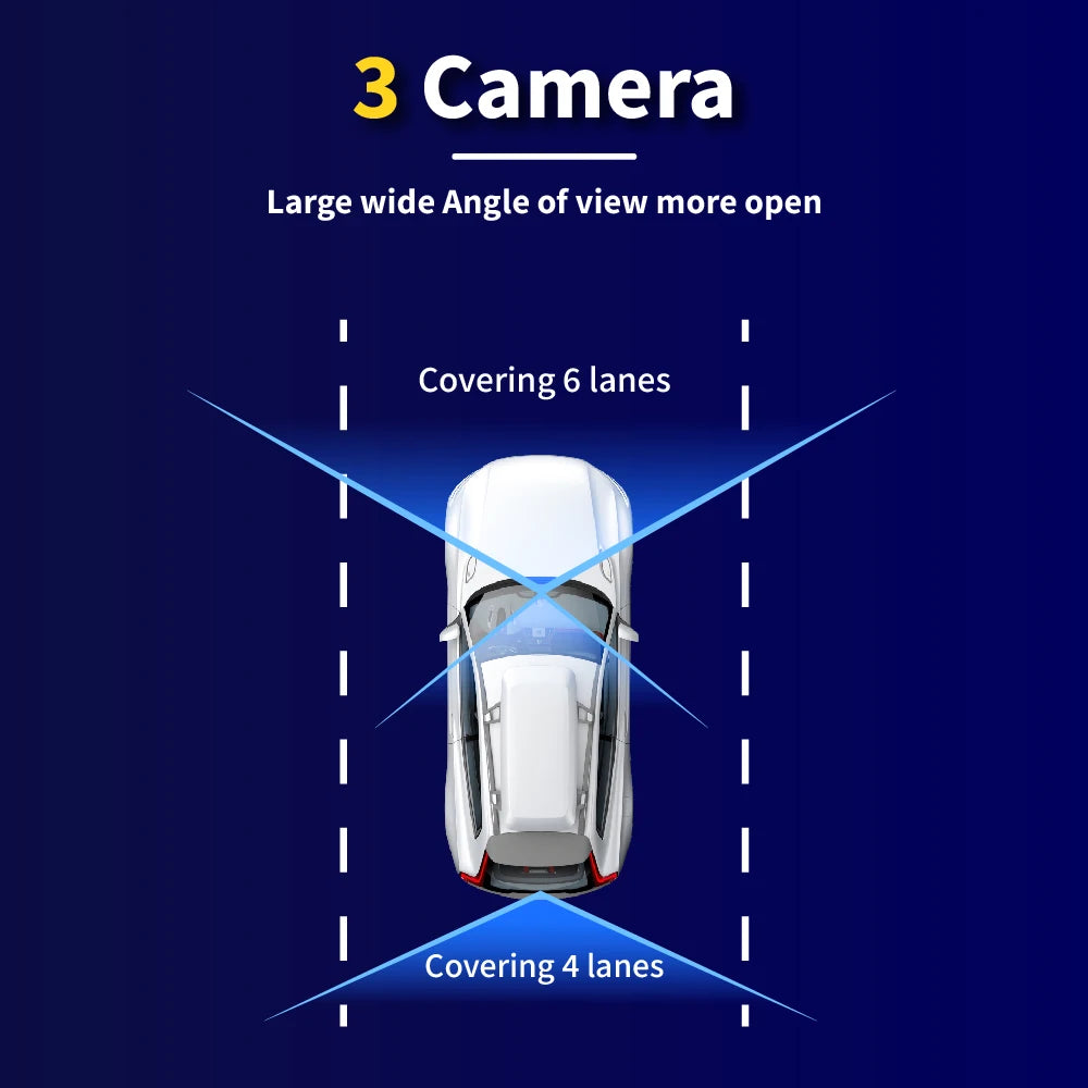 Caicyto 1080P 3Lens Dashcam With Rear Camera