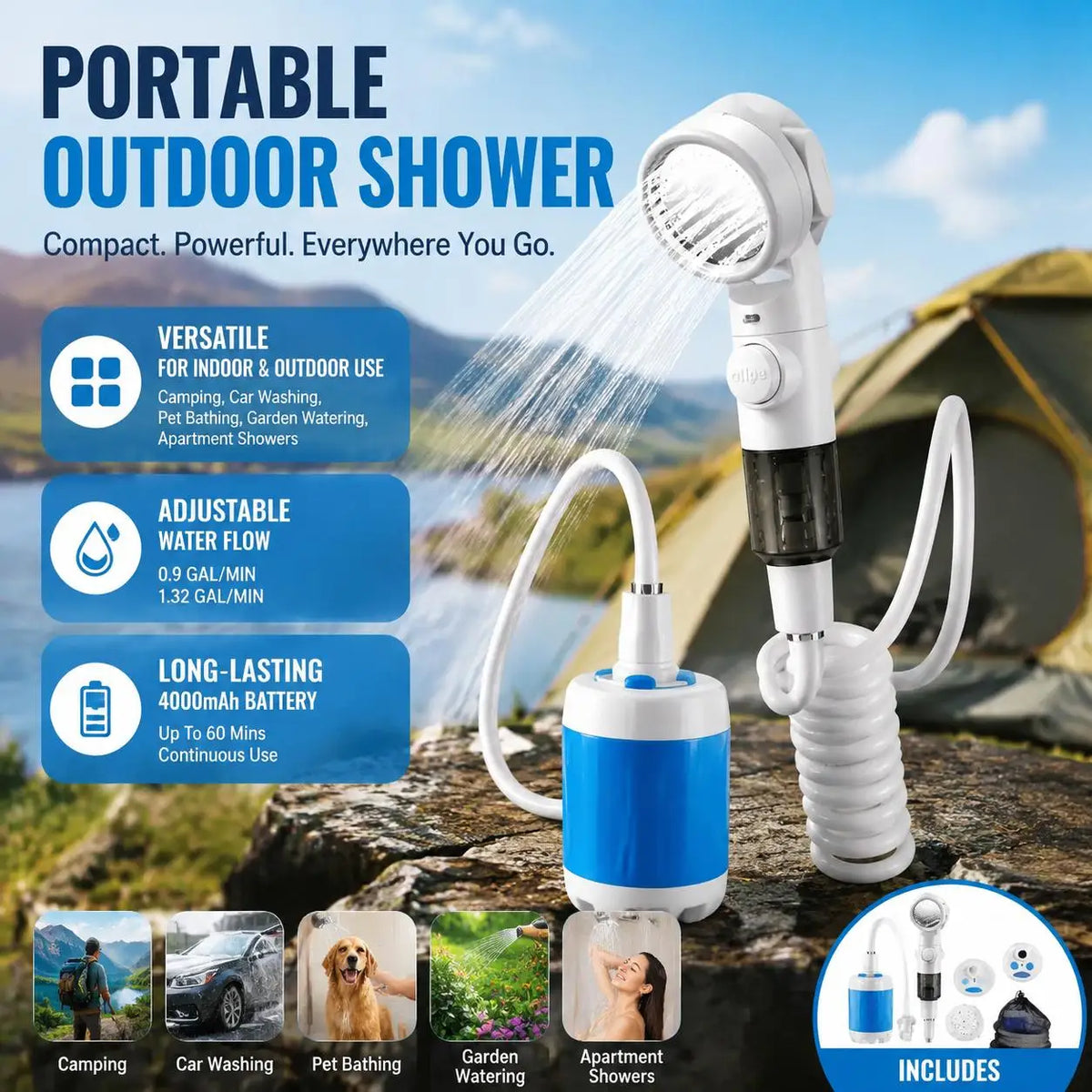 Portable Cordless Shower Sprayer For Pets