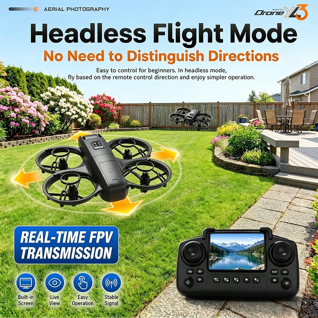 ZNLYRION YL3PK Mini Quadcopter Dual Camera Drone With Screen