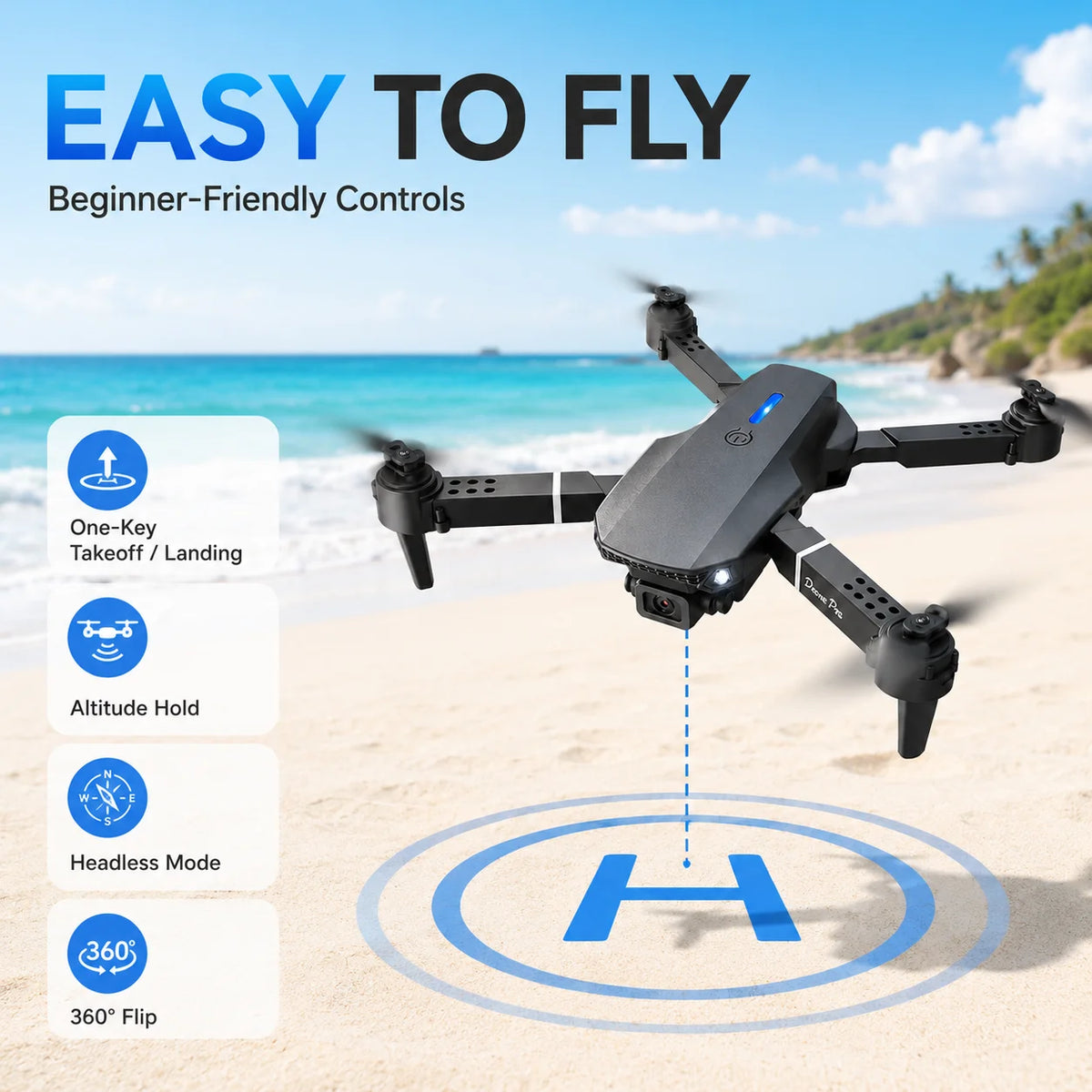 ZNLYRION 4K Dual Camera Foldable FPV Drone E88 Pro